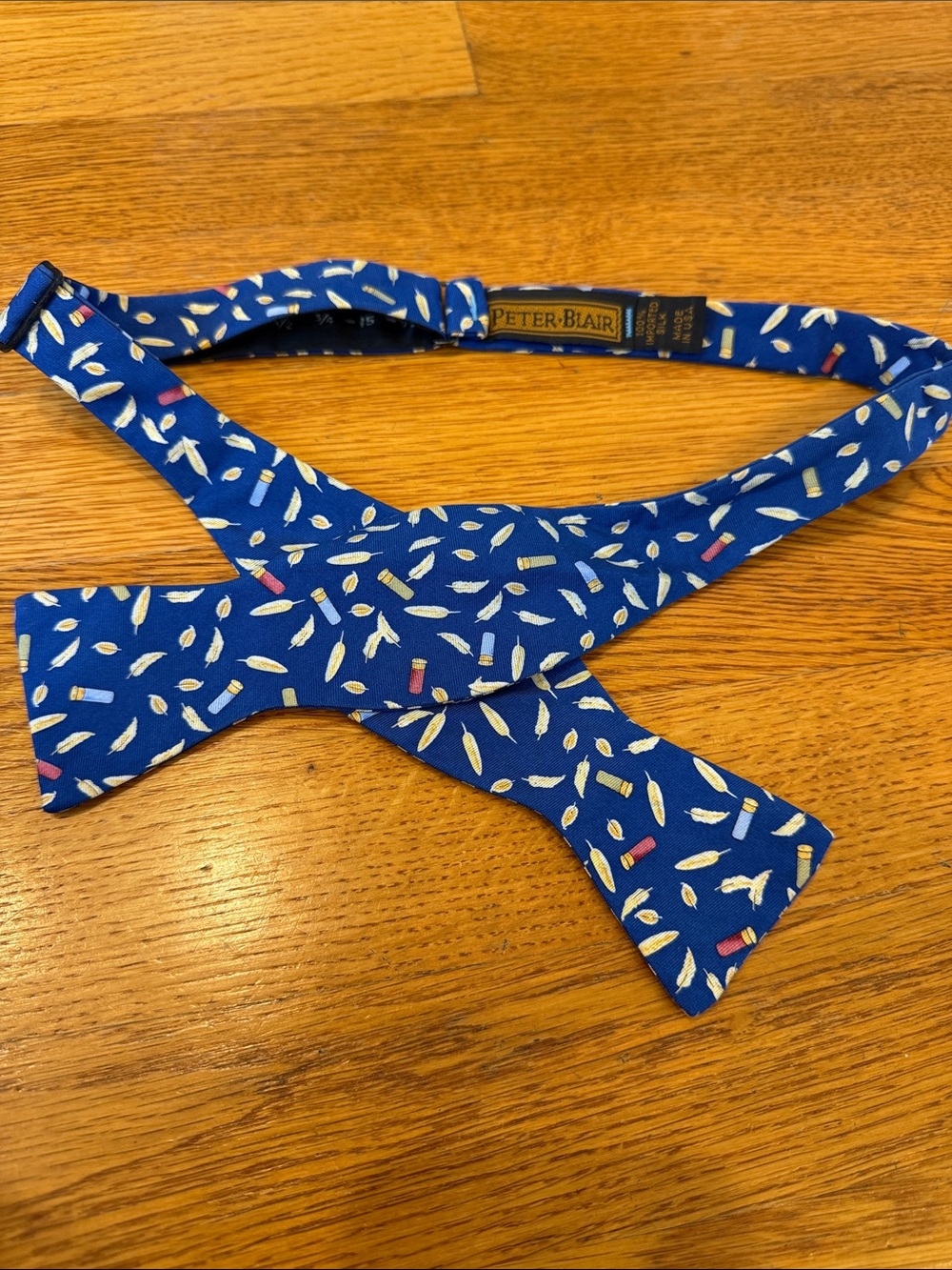 Peter Blair Royal Blue Feather & Shell Self-Tie Bow Tie
